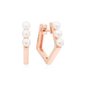 Cercei argint placati cu aur roz cu perle naturale albe Trilogy DiAmanti SK22230GEL_W-G (Argint 925‰ 3,3 g.)